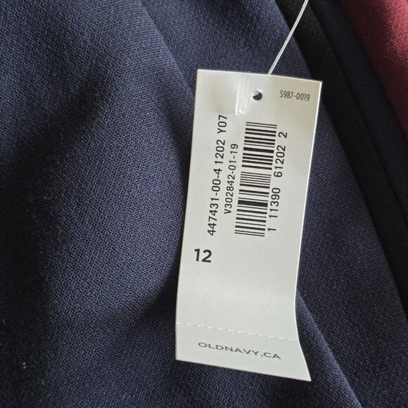 Old Navy Pants Womens 12 Navy Three Side Stripes High Waist Pull On Pockets Boho - Picture 13 of 16